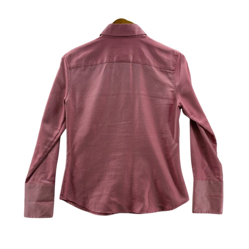 Banana Republic Womens Button Front Shirt Pink Stripe Long Sleeve Flip Up Cuff M - Picture 2 of 8